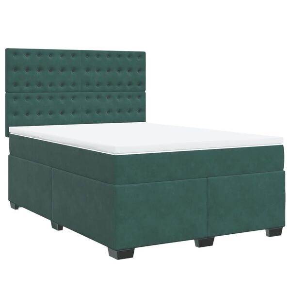 vidaXL Sommier &agrave; lattes de lit et matelas Vert fonc&eacute; 140x190cm Velours