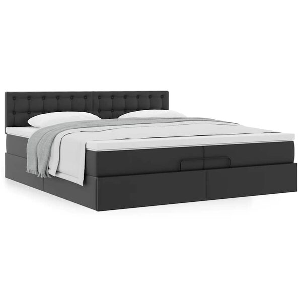 VidaXL Cadre de lit ottoman avec matelas noir 200x200 cm similicuir