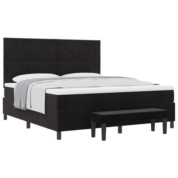 vidaXL Lit &agrave; ressorts avec matelas Noir 180 x 200 cm Velours