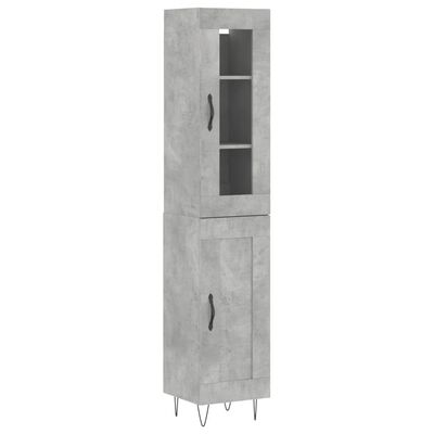 vidaXL Buffet haut Gris béton 34,5x34x180 cm Bois d'ingénierie