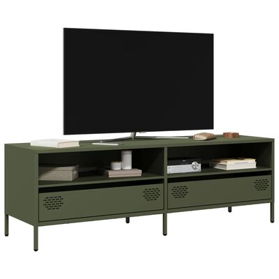 vidaXL Meuble TV vert olive 135x39x43,5 cm acier laminé à froid