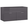 vidaXL Armoire d'&eacute;vier Gris brillant 90x38,5x46 cm Bois d&rsquo;ing&eacute;nierie