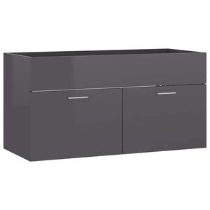 vidaXL Armoire d'&eacute;vier Gris brillant 90x38,5x46 cm Bois d&rsquo;ing&eacute;nierie