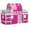 vidaXL Lit mezzanine enfants avec tunnel sans matelas rose 90x190 cm