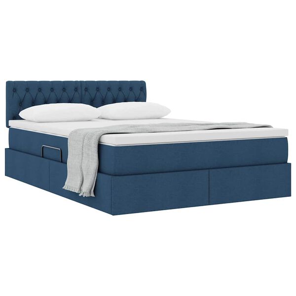 vidaXL Lit avec rangement et matelas avec matelas Bleu 140 x 200 cm