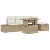 vidaXL Ensemble de canap&eacute; de jardin 6 pcs Beige polyrotin