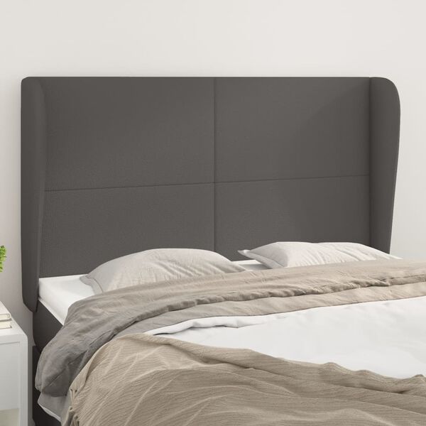 vidaXL T&ecirc;te de lit avec oreilles Gris 147x23x118/128 cm Similicuir