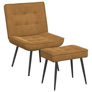 vidaXL Chaise de relaxation avec tabouret Marron Velours