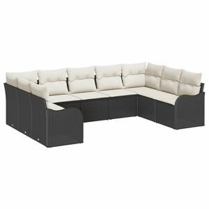 vidaXL Ensemble de canap&eacute; de jardin 9 pcs Noir polyrotin