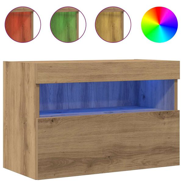 vidaXL Meuble TV mural 2 pcs ch&ecirc;ne artisanal 60 x 30 x 40 cm