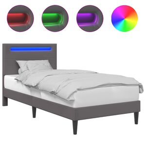 vidaXL Cadre de lit avec bandes LED Gris 80 x 200 cm Simili cuir