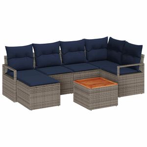 vidaXL Ensemble de canap&eacute; de jardin avec coussin 7 pcs Gris polyrotin