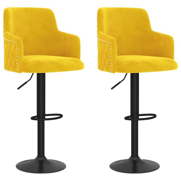 vidaXL Tabourets de bar lot de 2 jaune moutarde velours