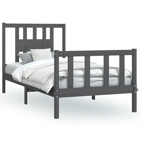 vidaXL Cadre de lit sans matelas gris bois de pin massif 90x200 cm