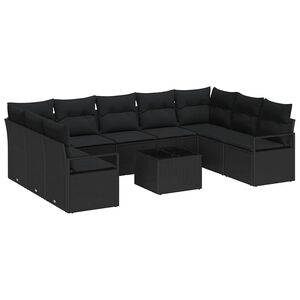 vidaXL Ensemble de Canap&eacute;s 10 pc Noir polyrotin