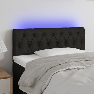 vidaXL Tête de lit à LED Noir 90x7x78/88 cm Tissu