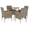 vidaXL Ensemble &agrave; manger de jardin et coussins 5 pcs gris rotin acacia