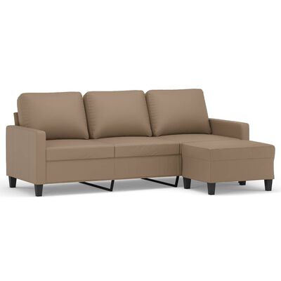 vidaXL Canapé à 3 places avec repose-pieds Cappuccino 180cm Similicuir