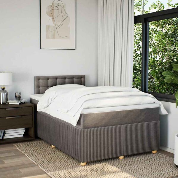 vidaXL Sommier &agrave; lattes de lit avec matelas Taupe 120x200 cm Tissu