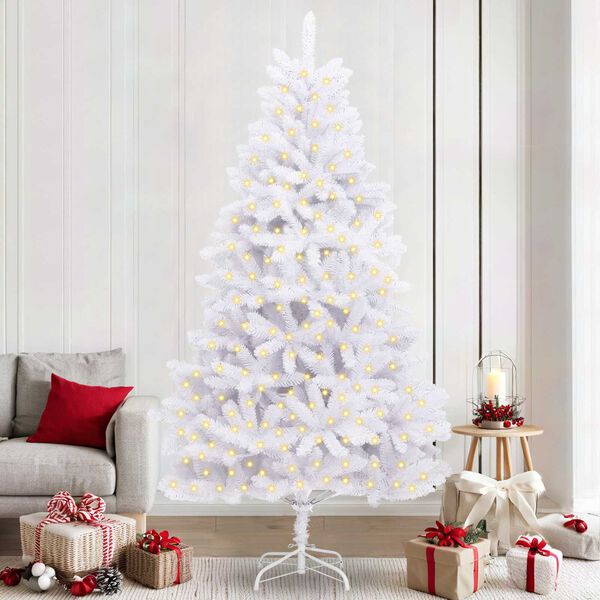 vidaXL Sapin de No&euml;l artificiel avec 300 LED Blanc 240 cm PVC et m&eacute;tal