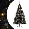 vidaXL Sapin de No&euml;l artificiel pr&eacute;-&eacute;clair&eacute; Noir 240 cm PVC