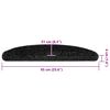 vidaXL Tapis d'escalier 20 pi&egrave;ces 65 x 21 x 4 cm Noir Demi-rond Grand