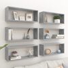 vidaXL &Eacute;tag&egrave;res murales cube 6 pcs Gris b&eacute;ton Bois d&rsquo;ing&eacute;nierie