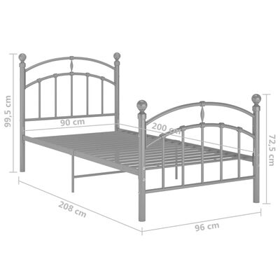 vidaXL Cadre de lit sans matelas gris métal 90x200 cm