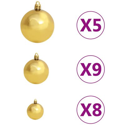 vidaXL Arbre de Noël artificiel pré-éclairé/boules pommes de pin 180cm