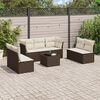 vidaXL Salon de jardin 8 pcs avec coussins marron r&eacute;sine tress&eacute;e