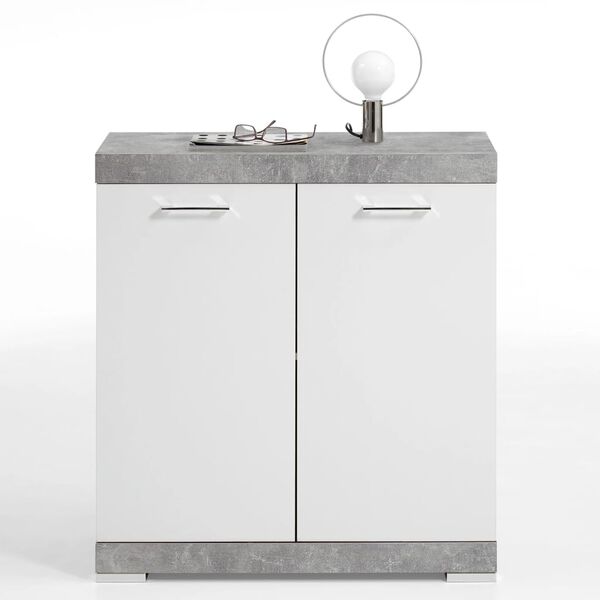 FMD Armoire avec 2 portes 80 x 34,9 x 89,9 cm Blanc et b&eacute;ton