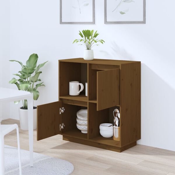 vidaXL Buffet marron miel 74x35x80 cm bois massif de pin