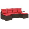 vidaXL Ensemble de Canap&eacute;s 6 pcs Marron et rouge polyrotin