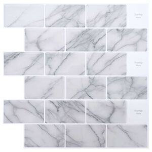 vidaXL Carreau de m&eacute;tro 10 pcs Marbre blanc 30 x 30 cm