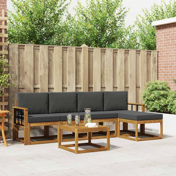 vidaXL Ensemble de canap&eacute;s d'ext&eacute;rieur 6 pcs Naturel et Anthracite