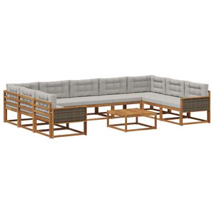 vidaXL Ensemble de canap&eacute;s d'ext&eacute;rieur 10 pcs Naturel et gris clair