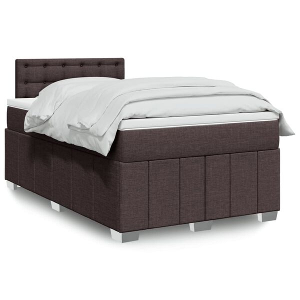 vidaXL Sommier &agrave; lattes de lit et matelas marron fonc&eacute; 120x190cm tissu