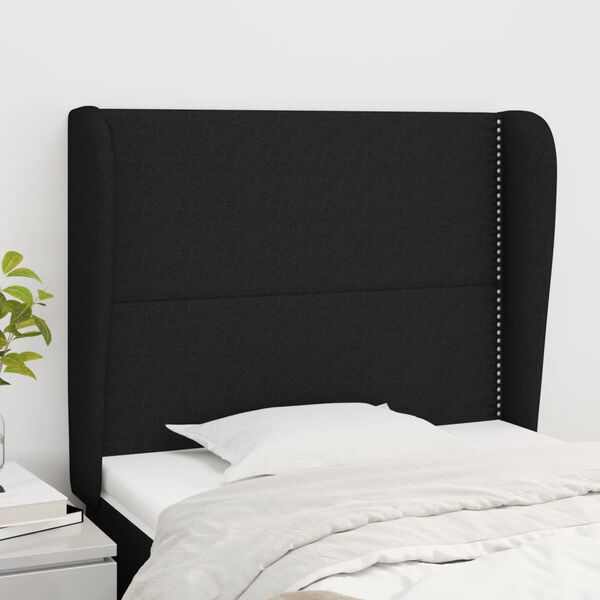 vidaXL T&ecirc;te de lit avec oreilles Noir 103x23x118/128 cm Tissu
