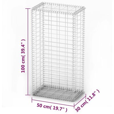 vidaXL Panier de gabion avec couvercle Fil galvanisé 100x50x30 cm