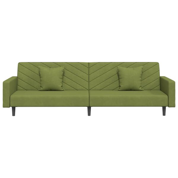 vidaXL Canap&eacute;-lit &agrave; 2 places avec deux oreillers Vert clair Velours