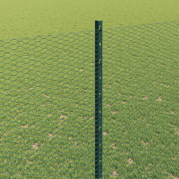 vidaXL Cl&ocirc;ture avec poteau Vert 1,5 x 25 m Acier