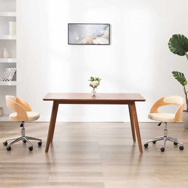 vidaXL Chaises pivotantes &agrave; manger lot de 2 bois courb&eacute; et similicuir