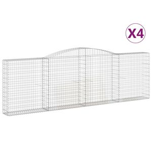 vidaXL Paniers &agrave; gabions arqu&eacute;s 4 pcs 400x30x120/140 cm Fer galvanis&eacute;
