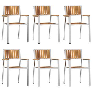 vidaXL Chaise de jardin 6 pc Bois d'acacia massif et acier inoxydable