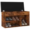 vidaXL Banc &agrave; chaussures avec coussin Ch&ecirc;ne fum&eacute; Bois d'ing&eacute;nierie