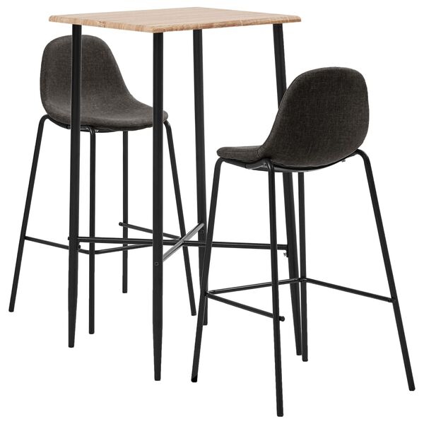 vidaXL Ensemble de bar 3 pcs Tissu Gris fonc&eacute;