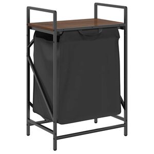 vidaXL Panier &agrave; linge 1 compartiment avec &eacute;tag&egrave;re en ch&ecirc;ne brun