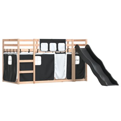 vidaXL Lit superposé sans matelas avec toboggan blanc noir 80x200 cm