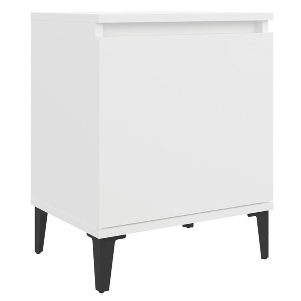 vidaXL Table de chevet avec pieds en métal blanc 40x30x50 cm