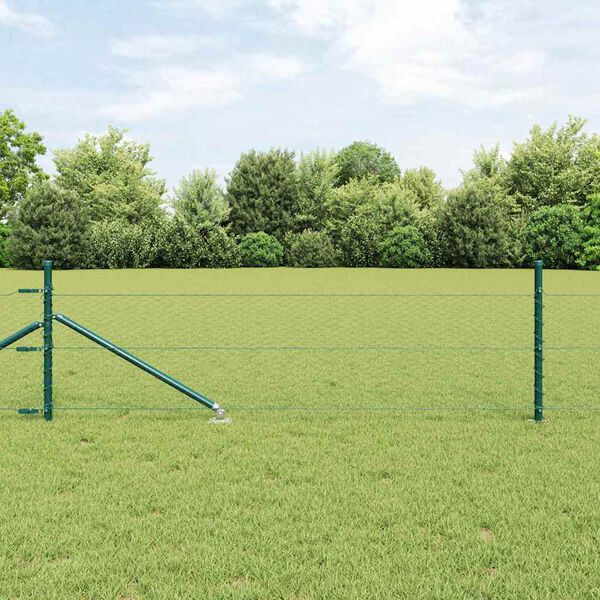 vidaXL Clôture avec poteaux Vert 0.4 x 10 m Acier recouvert de PVC